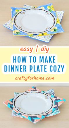 How to make dinner plate cozy. Use this sewing tutorial to make a DIY dinner plate cozy. The fabric dinner plate holder is easy to use and protects your hand from the hot plate when warming up food in a microwave. Dinner plate cozy pattern, dinner plate cozy easy tutorial, reversible dinner plate cozy, dinner plate microwave cozy pattern, how to make a dinner plate cozy pattern, dinner plate hot pad, placemat for plate, placemat ideas, table linen ideas, sewing for the kitchen.