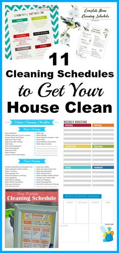 cleaning schedule with the words, 11 cleaning schedules to get your house clean on it