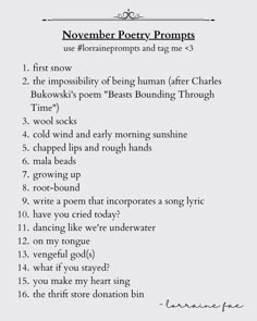 a poem that has been written in the form of an outline for november poetry prompts