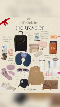 the gift guide for the traveler is shown in this graphic above it's contents