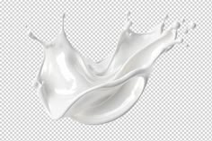 white milk splashing on top of each other in the shape of a wave, transparent background