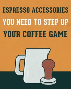 an advertisement for espresso coffee on the side of a table with a cup and saucer