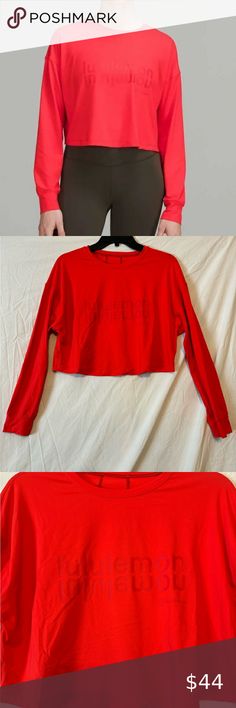 *EUC* Lululemon Muscle Love Long Sleeve Shirt Bright Red, Shirt Color, Shirt Shop, Colorful Shirts, Like New