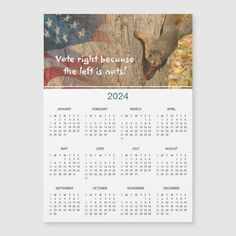 a calendar with an image of a squirrel on it