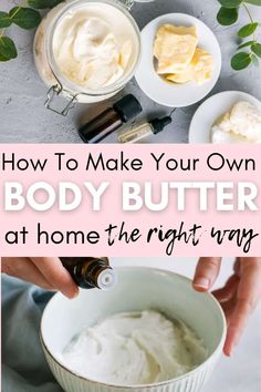 Diy Body Butter Recipes Non Greasy, Homemade Body Butter Non Greasy, Natural Whipped Body Butter, Non Greasy Body Butter Recipe Homemade, Diy Shea Body Butter Recipes, Homemade Body Lotion Non Greasy, Body Butter Recipe Whipped Non Greasy, Easy Whipped Body Butter Diy