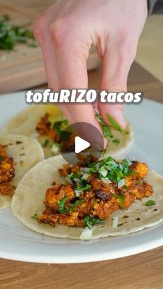 Maya // vegan recipes on Instagram: "TOFURIZO TACOS 🌮 These tacos will turn you into a tofu lover! 😋 RECIPE (2 servings, 30min prep time): -2 Tbsp tomato paste -2 Tsp soy sauce -1 Tps each salt, cumin, paprika, oregano -1/2 Tsp each garlic, chili Mix. -200g tofu Crumble it in and mix. Spread on a baking sheet. Bake at 200C/400F for 20mins. -1 onion -2 cloves garlic -1 Tsp paprika Sauté in some oil. -1/3 cup (80ml) pineapple juice -1 Tsp soy sauce -juice of 1/2 lime Let it simmer until the tofu is done. Stir in the baked tofu. Serve on taco shells with salsa and cilantro. - TOFURIZO TACOS 🌮 Diese Tacos werden dich zum Tofu-Liebhaber machen! 😋 REZEPT (2 Portionen, 30 Minuten Zubereitungszeit): -2 EL Tomatenmark -2 TL Sojasauce -1 TL Salz, Kreuzkümmel, Paprika, Oregano -1/2 TL je Knobla Tofu Tacos, Taco Shells, Vegan Challenge, Vegan Tacos, Baked Tofu, Veg Recipes, Pineapple Juice, Tomato Paste, Main Dish Recipes