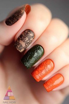 Embrace the cozy season with these lace-inspired nail designs in rich autumn shades. 🖤 The combination of warm colors and intricate lace detail adds a chic vibe to your Thanksgiving look. See more on nailhow.com and save this pin if you love it!