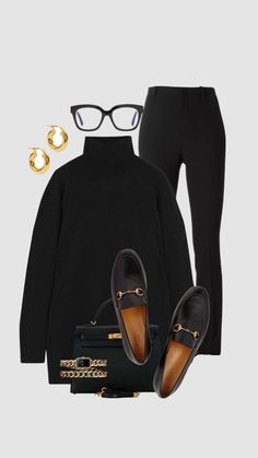 Winter Work Professional Outfits, Black Fall Work Outfits, Casual Fall Business Outfits, Ballet Flats Parisian, Minimalistic Classic Style, Classic Minimalist Outfits, Minimalist Date Night Outfit, Business Casual Outfits Shoes, Black Work Outfits Women