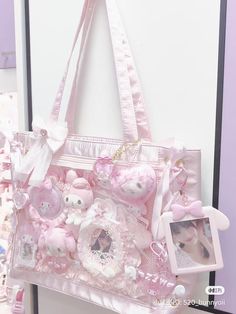 Pink Ita Bag, Ita Bag Ideas, Cute Kawaii Outfits, Sanrio Bag, Kawaii Bags, Decorated Bags, Aesthetic Bags