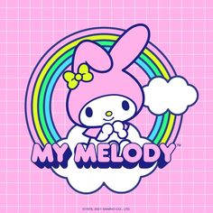 the hello kitty logo has been drawn in pink and blue, while it says my melody