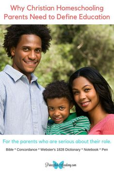 a man, woman and child posing for a photo with the text why christian homeschooling parents need to determine education