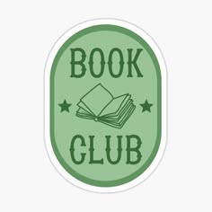 a green book club sticker with the words book club written in black on it