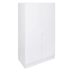 a white cabinet with two doors on it