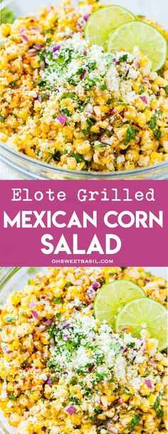 mexican corn salad with cilantro, lime and parmesan cheese on top