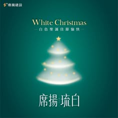 a white christmas tree with gold stars on it and the words, white christmas written in chinese