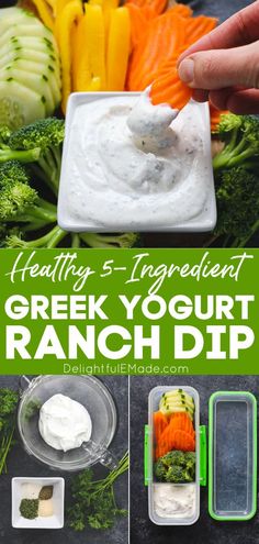 the ingredients to make greek yogurt ranch dip