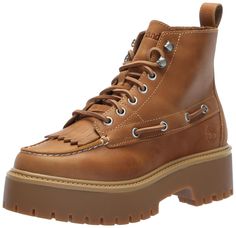 PRICES MAY VARY. Upper Made With Premium Timberland Leather Lace-up style ReBOTL fabric lining OrthoLite footbed Rubber lug outsole Timberland Women, Stone Street, Timberlands Women, Ankle Bootie, Leather Lace, Platform Boots, Up Styles, Leather Working, Leather And Lace