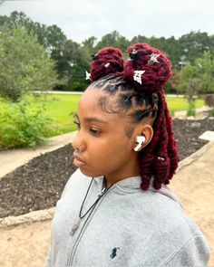 Highlight Locs, Red Dreadlocks, African American Hair Care, Natural Dreads, Million Pounds, Two Buns, Double Buns, Natural Hair Art