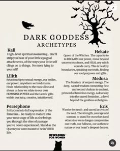 a page from the book dark goddess archetys, featuring an image of a tree with