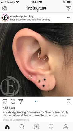 an ear piercing is seen on the instagram page, and it appears to be fake