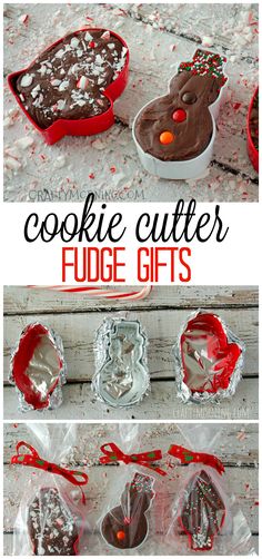 This cookie cutter fudge is adorable and delicious for homemade Christmas gifts! It uses a candy cane fudge recipe. Candy Cane Fudge, Christmas Candy Gifts, Christmas Gifts To Make, Christmas Food Gifts, Fudge Recipe, Christmas Snacks, Homemade Christmas Gifts, Christmas Goodies, Fudge Recipes