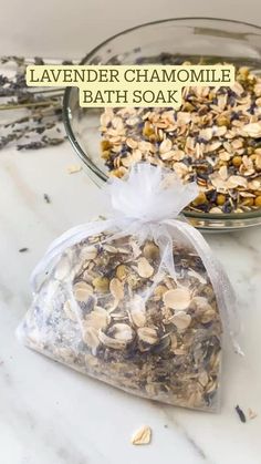 two bags filled with granola sitting on top of a counter