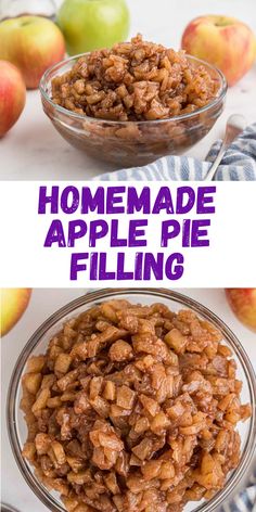 homemade apple pie filling in a glass bowl