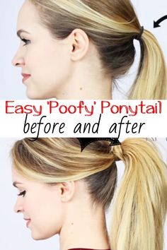 Poofy Ponytail, Fancy Ponytail, Hair In A Ponytail, Easy Work Hairstyles, Ponytail Hairstyles Easy