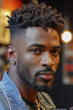 Fade Black Men, Afro Hairstyles Men, Black Men Haircut, Short Afro Hairstyles, Black Hair Cuts, Black Men Beards, Hairstyle For Men, Dreadlock Hairstyles For Men, Afro Men