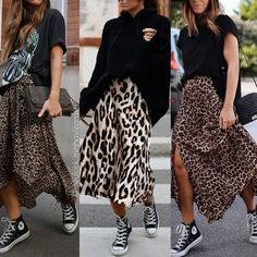 Casual Animal Print Outfit, Outfit Pollera Larga, Pollera Animal Print, Printed Skirt Outfit, Spring Skirt Outfits, Leopard Print Outfits, Home Wear Women, Home Wear Women Pajamas