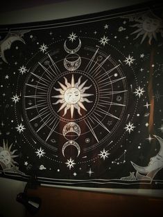 the sun, moon and stars are depicted in this drawing