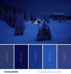 the color palette is blue and has trees in it