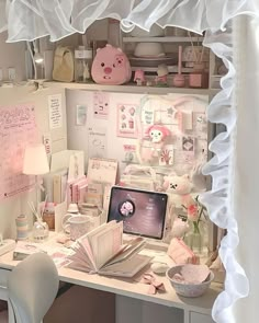 Aesthetic My Melody, Sanrio Desk, Stationary Aesthetic, Study Desk Decor, Otaku Room, Desk Inspo, Room Redesign, Pinterest Room Decor