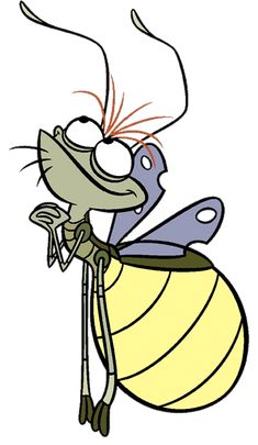 a cartoon character with an insect on his back