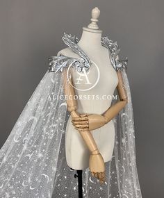 Space Goddess Outfit, Moon Goddess Cosplay, Moon Goddess Dress, Moon Goddess Costume, Starry Dress, Celestial Fairy, Veil Cape, Elven Wedding, Moon Costume