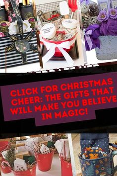 a collage of photos with the words, click for christmas cheer the gifts that will make you believe in magic