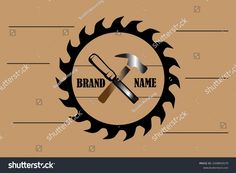 a logo for a company with a hammer and an ax on it, in the middle of