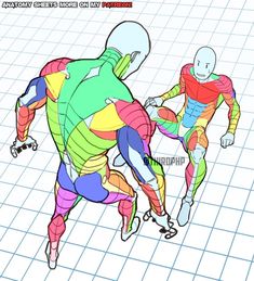 an animated image of two people playing with each other on a gridded surface,