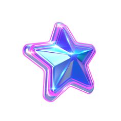 a shiny blue and pink star shaped object on top of a white surface with no background