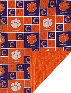 clemson university blanket with orange and purple squares