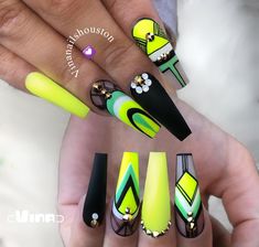 Nails for the lovely @x_bianncaraines NEWYORK Workshop April 7th. DM @jennys_spa_bx @nailson7th to register #lovenails… Nails Stiletto Long, Trippy Nails, 2019 Nails, Neon Nail Designs, Nails Stiletto, Nail Design Inspiration, Nail Swag, Black Nail, Glam Nails