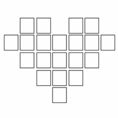 a black and white image of squares arranged in the shape of a heart with four smaller squares