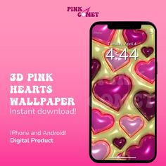 the pink hearts wallpaper is displayed on an iphone's screen and has been designed to