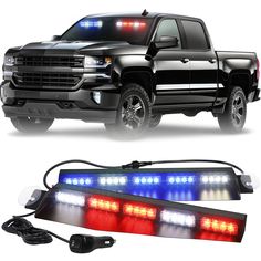 an image of a truck with lights on the front and back sides in different colors