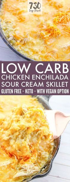 low carb chicken enchilada skillet with cream cheese and gluten free keto - with vegan option