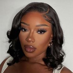 Hair Material: 100% Virgin Human Hair Wig, Short Bob Hair Wigs, Can be Dyed and Ironed by your favorHair Color: Natural Color #1BHair Grade: Klaiyi Hair, Short Bob Hair Wigs, Medium Luster, Bleach/Dye FriendlyHair Length: 12 inches is available, Very Soft, Healthy, and thickLace Style: 13x5x1/13x4 Lace Front WigCap Size: 22-22.5 inches(54-58cm) Average Size No Make Up Make Up Look, Natural Glam Makeup, Hair Wigs For Black Women, Wavy Bob, Natural Glam