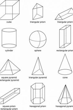 an image of different shapes that are in the shape of a cone, cylinder, and rectangle pyramid