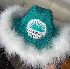 Casamigos Cowboy Hat, Liquor Themed Cowboy Hats Diy, Cowboy Hat Decorating, Bedazzled Cowboy Hat, Alcohol Logo, Personalized Hats, Birthday Shoot