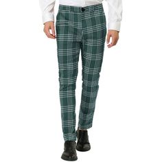 The classic dress pants feature the timeless plaid design, classic and always in trend. The slim-fitting tailoring shows the perfect leg shape, which will look better after wearing it. This pair of pants matches with leather shoes and a solid shirt at the top can make you a highlight in the crowd. Suit up for office, meeting, or dating in refined slim fit plaid dress pants. Measurement (in inches) International Size----------Waist Girth----------Hip Girth----------Total Length 30---------------- Classic Fitted Plaid Bottoms, Fitted Plaid Pants For Business Casual, Classic Fitted Plaid Pants, Fitted Plaid Pants With Welt Pockets, Fitted Plaid Bottoms For Business Casual, Fitted Plaid Formal Bottoms, Formal Fitted Plaid Bottoms, Fitted Plaid Cotton Pants, Perfect Leg Shape