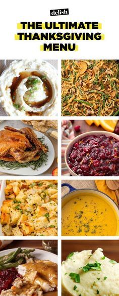 the ultimate thanksgiving menu with images of different dishes